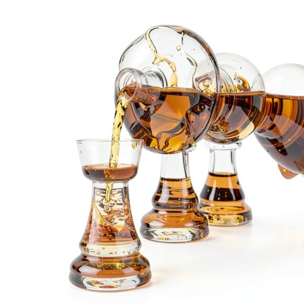 Chess Gift Decanter Set by The Wine Savant - Queen Chess Decanter 750ml 12" H With 4 Rook Shot Glasses 4oz - Queen's Gambit, Chess Player Gifts, Whiskey, Wine Lovers Gifts for Dad, Him, Her, Men-4