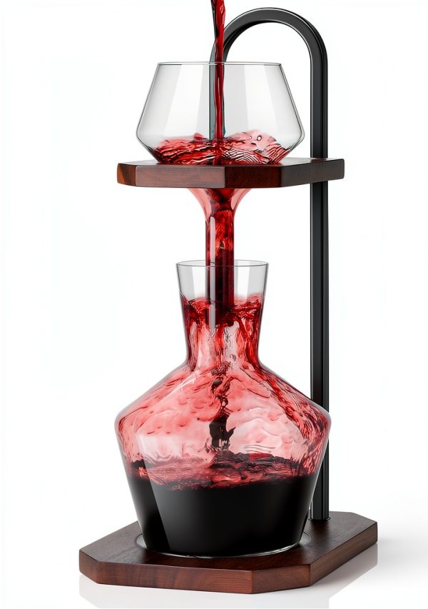 Wine Decanter, High-Efficiency Wine Decanter, Borosilicate Glass Decanter and Funnel, with Solid Wood Base & Stainless Steel Stand, for Home, Bar, Restaurant, Ideal Gift for Wine Lovers-0
