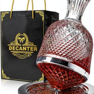Spinning Wine Decanter Saeifin 360 Rotating Crystal Carafe 1.5L-0