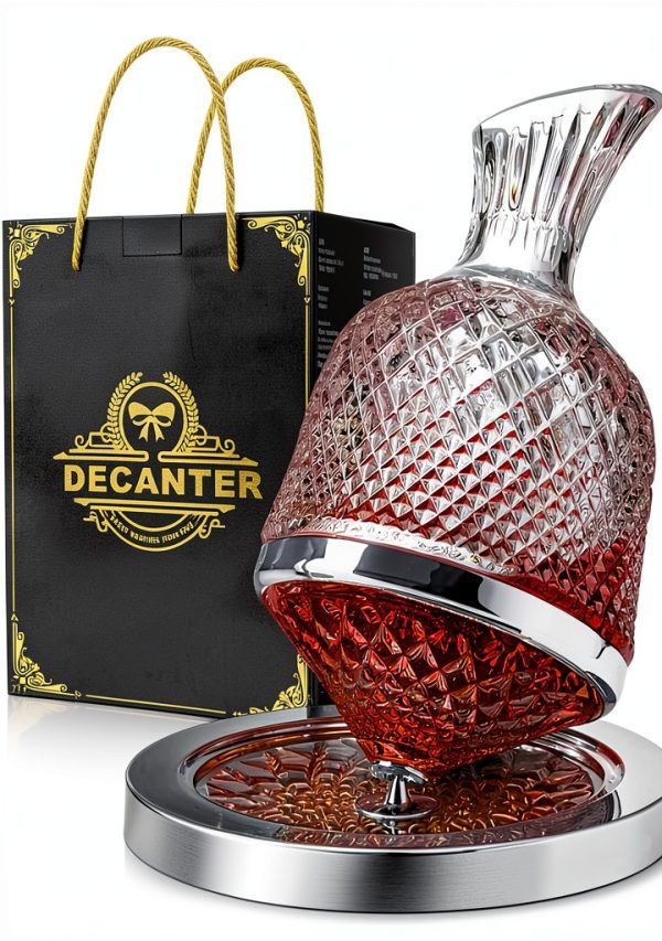 Spinning Wine Decanter Saeifin 360 Rotating Crystal Carafe 1.5L-0