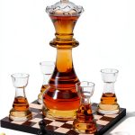 Chess Gift Decanter Set by The Wine Savant - Queen Chess Decanter 750ml 12" H With 4 Rook Shot Glasses 4oz - Queen's Gambit, Chess Player Gifts, Whiskey, Wine Lovers Gifts for Dad, Him, Her, Men-0