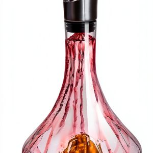 Hand-Blown Crystal Glass Wine Decanter with Built-in Aerator & Golden Peak Base – 750 ml Red Wine Carafe for Dinner Parties, Wine Gift, Faster Breathing, Lead-Free, Drip-Free Pour-0