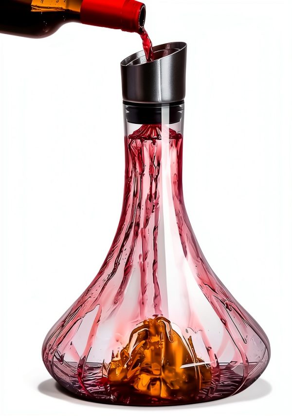 Hand-Blown Crystal Glass Wine Decanter with Built-in Aerator & Golden Peak Base – 750 ml Red Wine Carafe for Dinner Parties, Wine Gift, Faster Breathing, Lead-Free, Drip-Free Pour-0