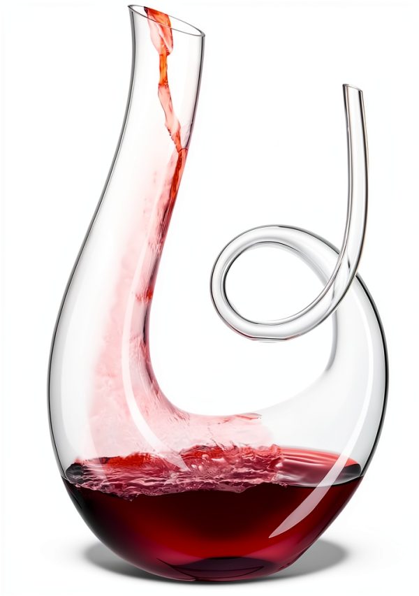 PARACITY 1200ml/40oz Art Series Swan Swirl Wine Decanter, Hand Blown Lead-Free Crystal Glass Red Wine Decanter with Aerator for Women and Men, Wine Gifts for Christmas, Birthdays-0