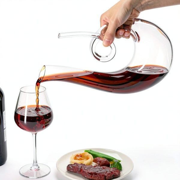 PARACITY 1200ml/40oz Art Series Swan Swirl Wine Decanter, Hand Blown Lead-Free Crystal Glass Red Wine Decanter with Aerator for Women and Men, Wine Gifts for Christmas, Birthdays-4