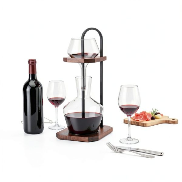 Wine Decanter, High-Efficiency Wine Decanter, Borosilicate Glass Decanter and Funnel, with Solid Wood Base & Stainless Steel Stand, for Home, Bar, Restaurant, Ideal Gift for Wine Lovers-1