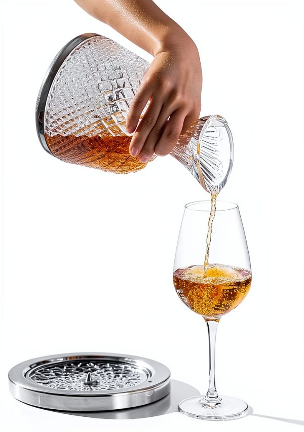 Spinning Wine Decanter Saeifin 360 Rotating Crystal Carafe 1.5L-3