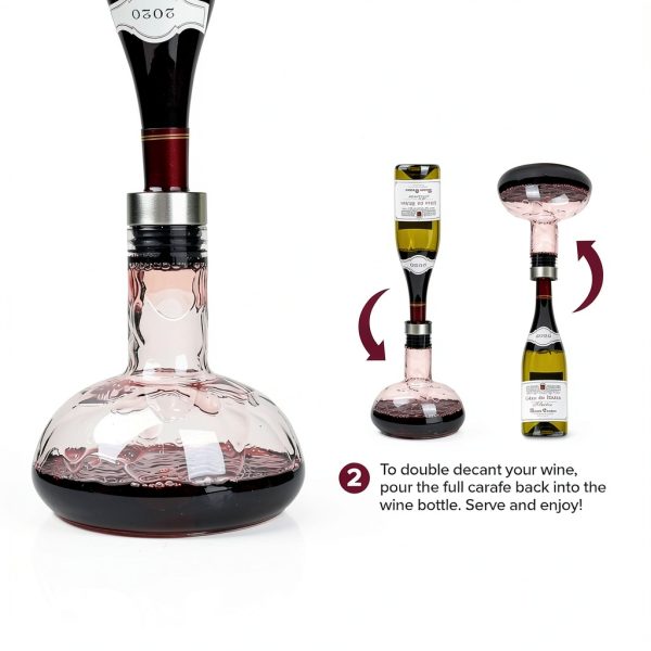 Red Wine Decanter with Aerator Lid by Modern Innovations 2‑Pound Set-4