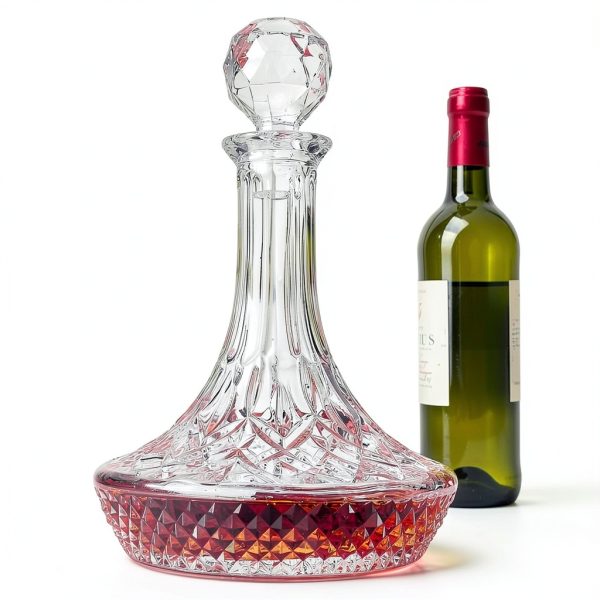 KANARS Wine Decanter Carafe, Hand-Blown Red Wine Decanter Aerator 1250ml/42oz, Crystal Liquor Wine Pitcher with Stopper for Home Bar Dinner-5