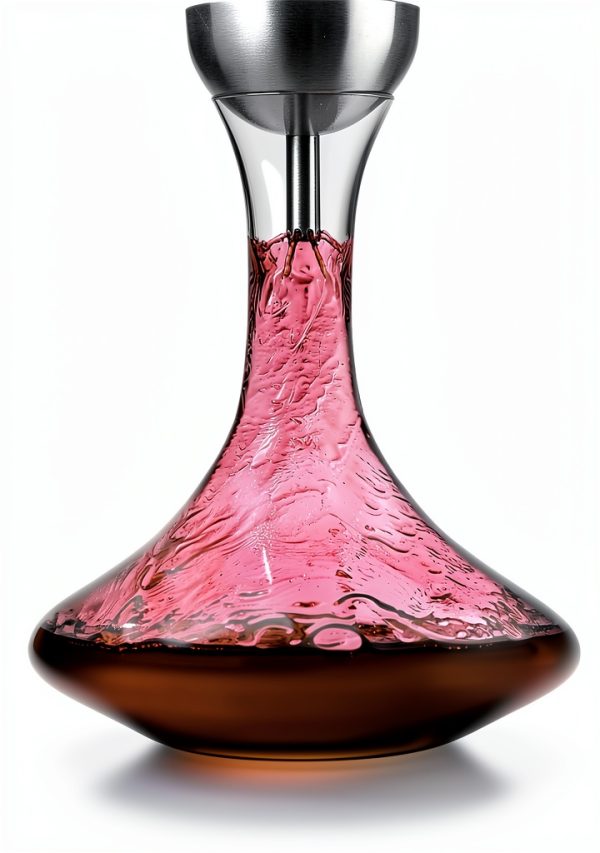 Houdini Wine Decanter with Wine Shower Funnel and Sediment Strainer, Off-White, 10-Inch - ,Glass/Stainless-0