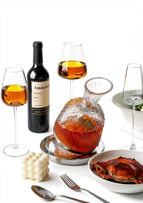 Spinning Wine Decanter Saeifin 360 Rotating Crystal Carafe 1.5L-4