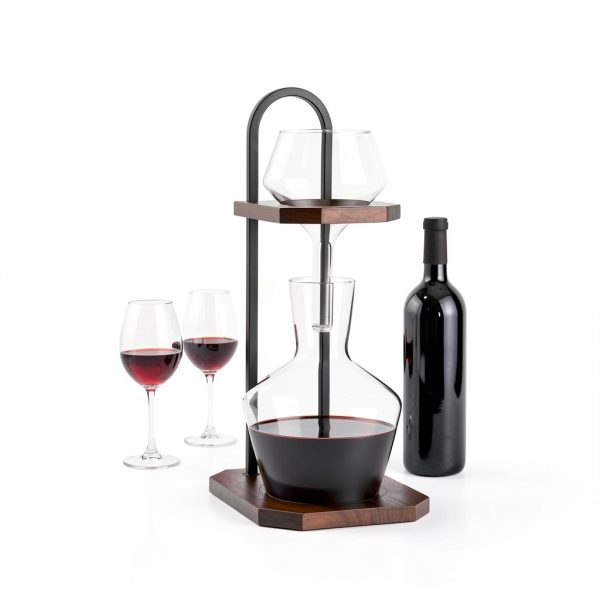 Wine Decanter, High-Efficiency Wine Decanter, Borosilicate Glass Decanter and Funnel, with Solid Wood Base & Stainless Steel Stand, for Home, Bar, Restaurant, Ideal Gift for Wine Lovers-2