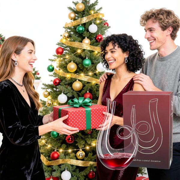 PARACITY 1200ml/40oz Art Series Swan Swirl Wine Decanter, Hand Blown Lead-Free Crystal Glass Red Wine Decanter with Aerator for Women and Men, Wine Gifts for Christmas, Birthdays-5