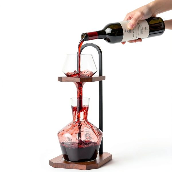 Wine Decanter, High-Efficiency Wine Decanter, Borosilicate Glass Decanter and Funnel, with Solid Wood Base & Stainless Steel Stand, for Home, Bar, Restaurant, Ideal Gift for Wine Lovers-3