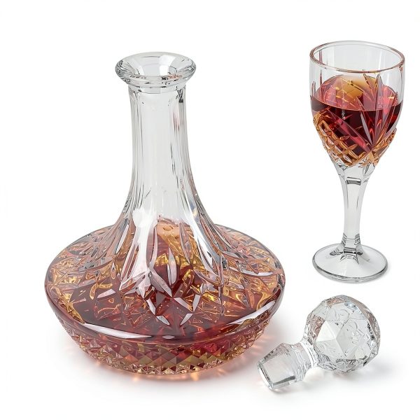 KANARS Wine Decanter Carafe, Hand-Blown Red Wine Decanter Aerator 1250ml/42oz, Crystal Liquor Wine Pitcher with Stopper for Home Bar Dinner-2