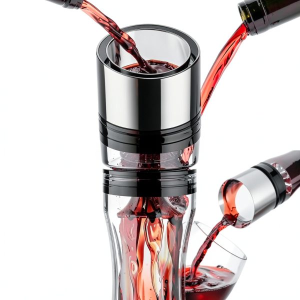 Hand-Blown Crystal Glass Wine Decanter with Built-in Aerator & Golden Peak Base – 750 ml Red Wine Carafe for Dinner Parties, Wine Gift, Faster Breathing, Lead-Free, Drip-Free Pour-3