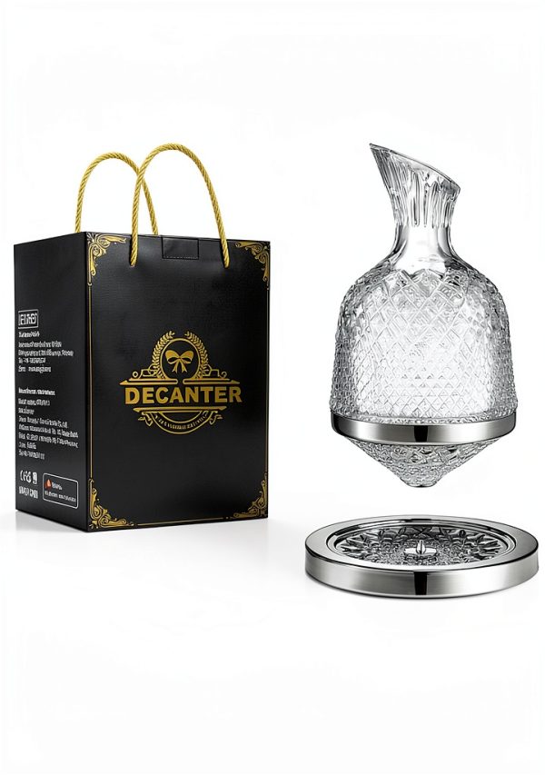 Spinning Wine Decanter Saeifin 360 Rotating Crystal Carafe 1.5L-6