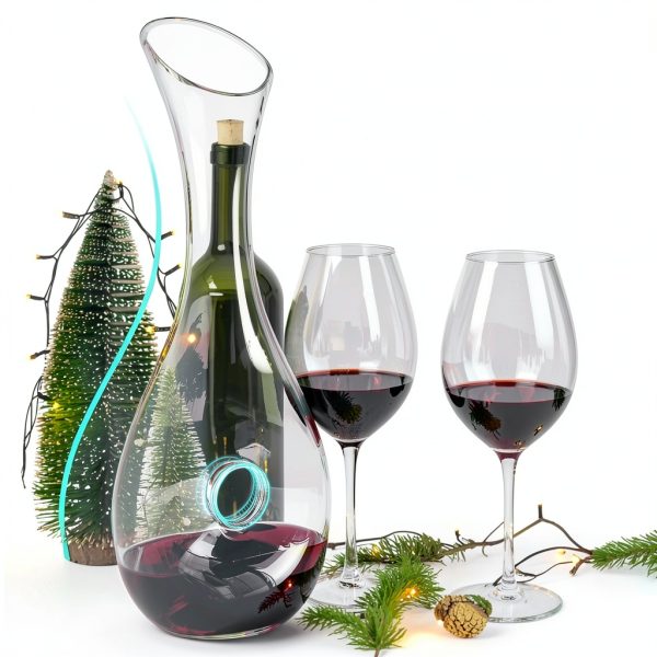 NUTRIUPS Wine Decanter with Stopper, Hand Blown Wine Carafe, Pierced Decorative Snail Decanter with Brush-3
