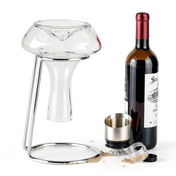 YouYah Iceberg Wine Decanter Set with Aerator Filter,Drying Stand and Cleaning Beads,Red Wine Carafe,Wine Aerator,Wine Gift,100% Hand Blown Lead-free Crystal Glass (1400ML)-5