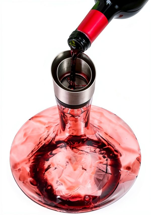 YouYah Iceberg Wine Decanter Set with Aerator Filter,Drying Stand and Cleaning Beads,Red Wine Carafe,Wine Aerator,Wine Gift,100% Hand Blown Lead-free Crystal Glass (1400ML)-2