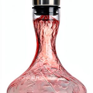 Hand Blown Wine Decanter with Aerator, 1300ml/44oz Red Wine Decanter, Crystal Wine Carafe with Stainless Steel Pour Lid and Filter, Elegant Design Easy Pour, Wine Aerator Wine Gifts-0