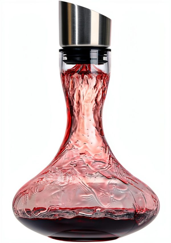 Hand Blown Wine Decanter with Aerator, 1300ml/44oz Red Wine Decanter, Crystal Wine Carafe with Stainless Steel Pour Lid and Filter, Elegant Design Easy Pour, Wine Aerator Wine Gifts-0