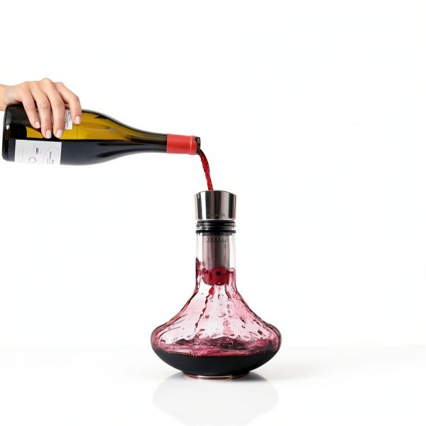 Crystal Wine Decanter Gusto Nostro Hand blown Lead Free Glass Aerator-2
