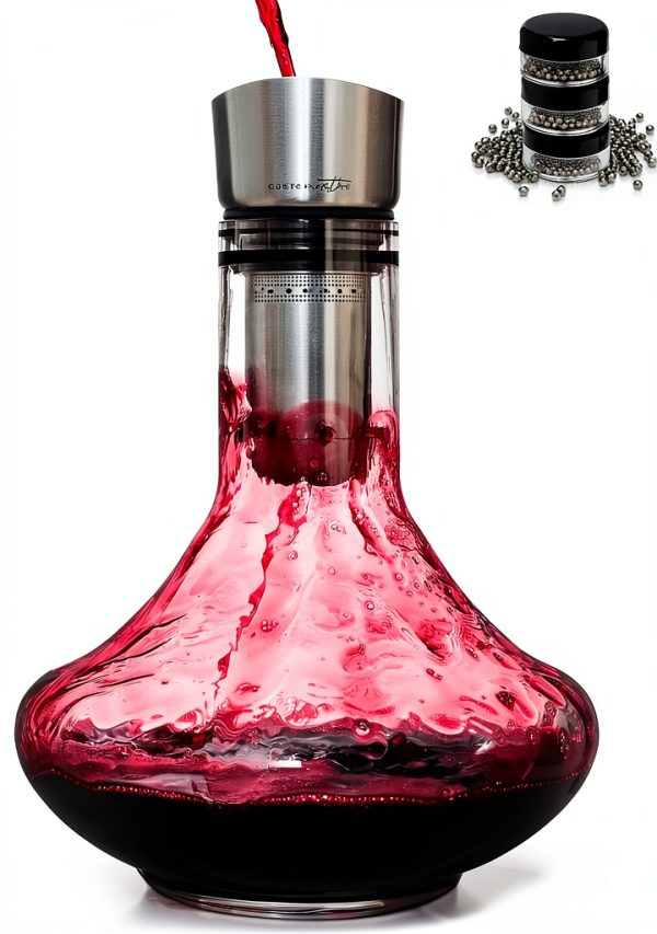 Crystal Wine Decanter Gusto Nostro Hand blown Lead Free Glass Aerator-0