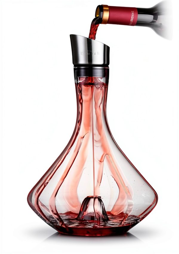 Wine Decanter YouYah 1400ml Hand Blown Lead-Free Crystal with Aerator-6