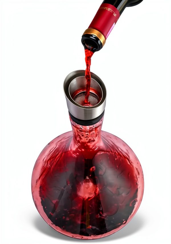 Wine Decanter YouYah 1400ml Hand Blown Lead-Free Crystal with Aerator-3