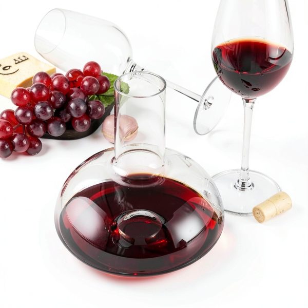 YouYah Wine Decanter Set,Red Wine Carafe with Drying Stand,Cleaning Beads and Aerator Lid,Crystal Glass,Wine Aerator,100% Hand-blown,Wine Gifts for Men (1300ML)-2