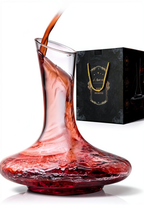 Wine Decanter SHIGOO Hand-Blown Lead-Free Crystal 1200ml with Beads-0