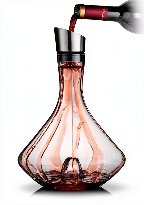 Wine Decanter YouYah 1400ml Hand Blown Lead-Free Crystal with Aerator-4