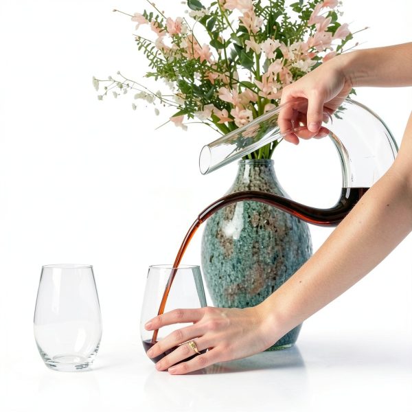 Wine Decanter Galashield Lead-Free Crystal U-Shape 1400ml Carafe-5