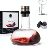 YouYah Wine Decanter Set,Red Wine Carafe with Drying Stand,Cleaning Beads and Aerator Lid,Crystal Glass,Wine Aerator,100% Hand-blown,Wine Gifts for Men (1300ML)-0