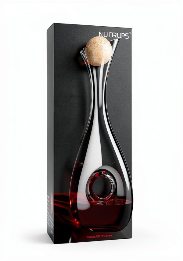 NUTRIUPS Wine Decanter with Stopper, Hand Blown Wine Carafe, Pierced Decorative Snail Decanter with Brush-0