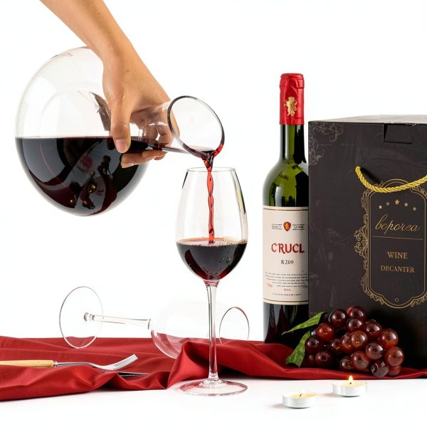 Wine Decanter SHIGOO Hand-Blown Lead-Free Crystal 1200ml with Beads-3