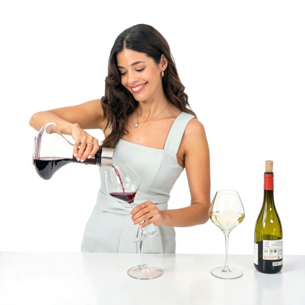 Crystal Wine Decanter Gusto Nostro Hand blown Lead Free Glass Aerator-1