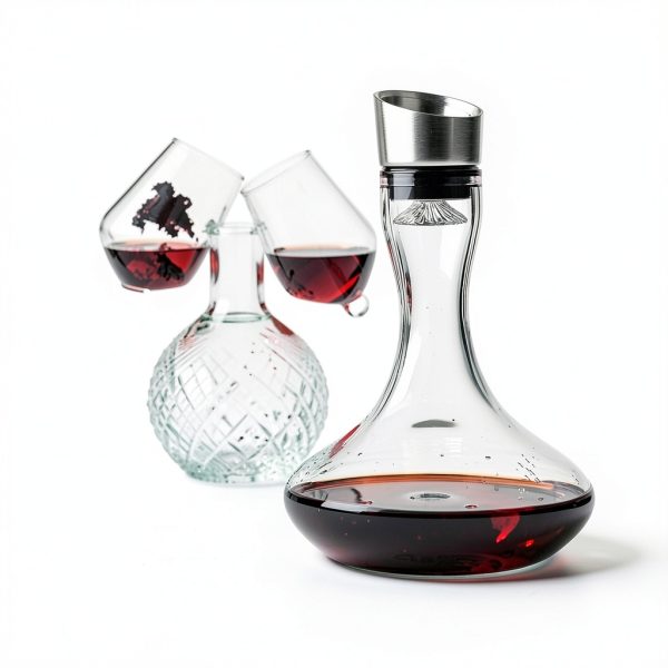 Hand Blown Wine Decanter with Aerator, 1300ml/44oz Red Wine Decanter, Crystal Wine Carafe with Stainless Steel Pour Lid and Filter, Elegant Design Easy Pour, Wine Aerator Wine Gifts-1