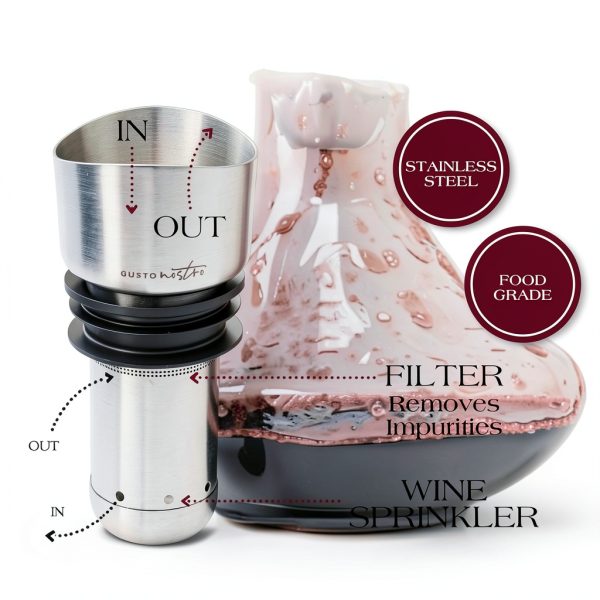 Crystal Wine Decanter Gusto Nostro Hand blown Lead Free Glass Aerator-5